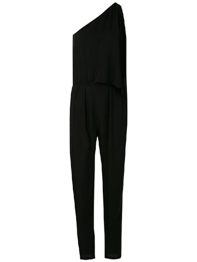 Andrea Marques One Shoulder Draped Jumpsuit In Black