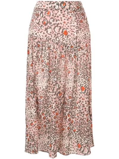 Suboo Uma Leopard Print Midi Skirt In Pink