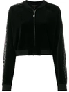 Juicy Couture Exclusive Swarovski Embellished Velour Crop Jacket In Black