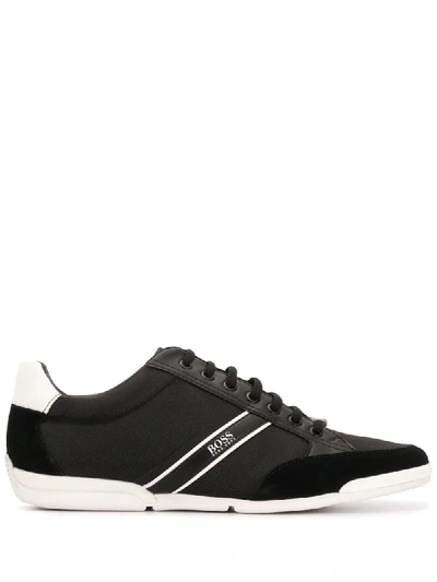 Hugo Boss Low-top Side Stripe Sneakers In Black