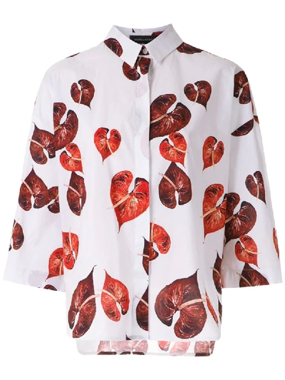 Andrea Marques Oversized Printed Shirt In White