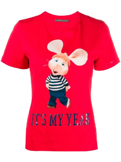 Alberta Ferretti Topo Gigio Print T-shirt In Red