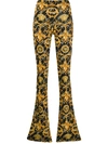 Versace Barocco Signature Print Flared Trousers In Yellow