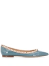 Valentino Garavani Rockstud Ballerina Shoes In Blue