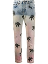 Philipp Plein Palm Printed Jeans In Blue