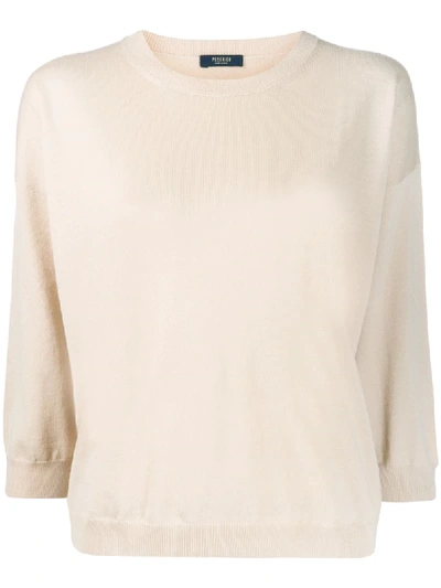 Peserico 3/4 Sleeves Crew-neck Pullover In Neutrals