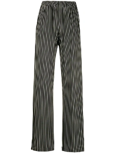 Mm6 Maison Margiela Striped Wide-leg Trousers In Black