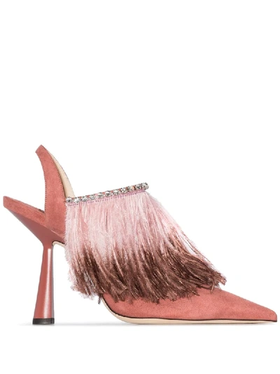Jimmy Choo Amore Feathered Mules In Pink