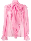 DOLCE & GABBANA RUFFLE PUSSY-BOW BLOUSE