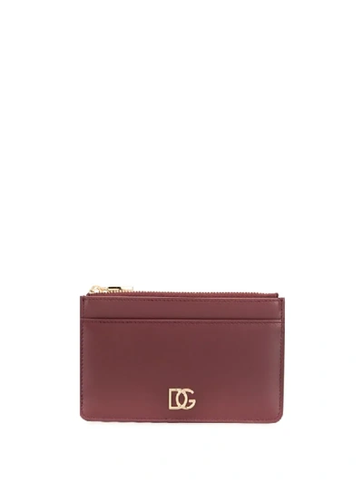 Dolce & Gabbana Logo Zip Purse In Brown