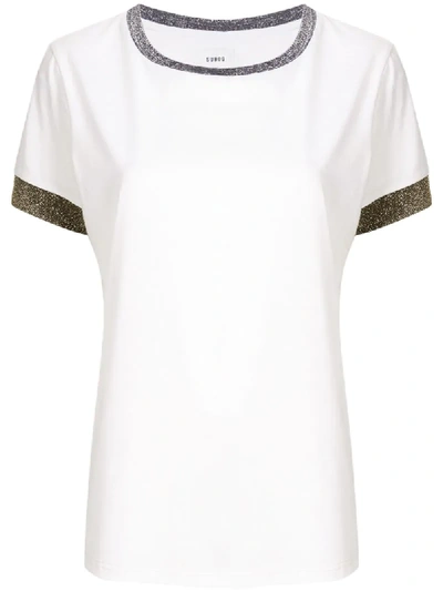 Suboo Luna Metallic Contrast Panel T-shirt In White