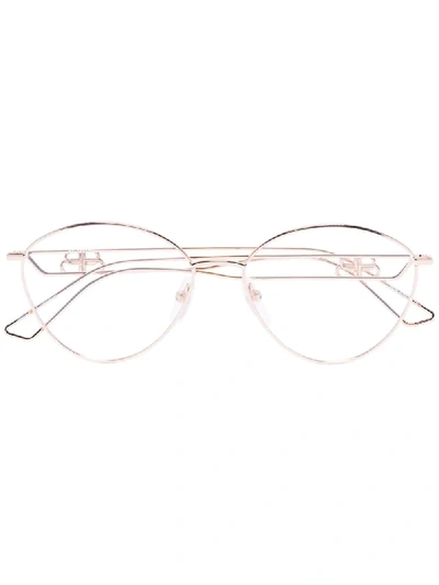 Balenciaga Gold Tone Bb Wire Optical Glasses In Metallic