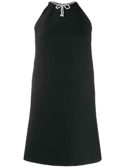 Miu Miu Pearl-embellished Mini Dress In Black