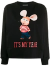 Alberta Ferretti Topo Gigio Print Sweatshirt In Black