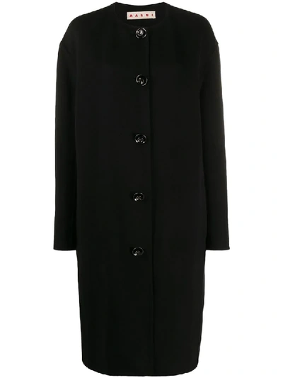 Marni Collarless Single Breasted Coat In Black