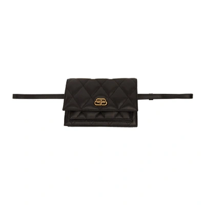 Balenciaga Leather Sharp  Belt Bag With Logo In Black
