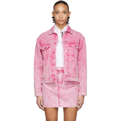 Msgm Faded Denim Jacket In 15 Fuchsia