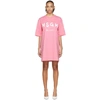 MSGM PINK ARTIST LOGO T-SHIRT DRESS