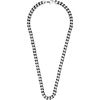 Apc Enamel-inset Curb-chain Necklace In Silver