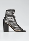GIANVITO ROSSI FISHNET LACE-UP BOOTIES,PROD151530147
