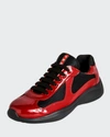 Prada America's Cup Low-top Sneakers In Scarlatto Nero