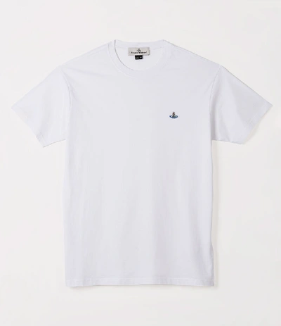 Vivienne Westwood White Crewneck T-shirt With Multicolor Orb Embroidery In Cotton