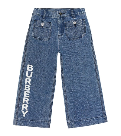 Burberry Teen Logo Print Japanese Denim Jeans In Blue