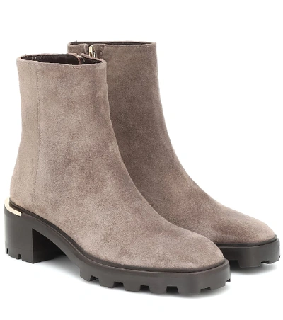 Jimmy Choo Melodie 35 Suede Ankle Boots In Grey