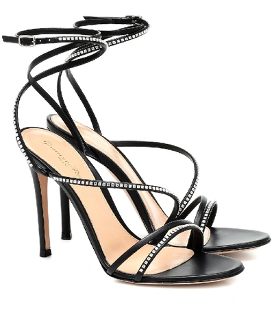 Gianvito Rossi 105 Crystal-embellished Leather Sandals In Black