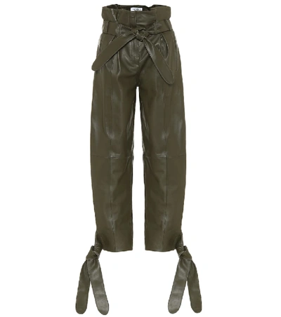 Attico High Waisted Knot Detail Pants In Green