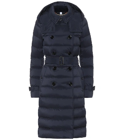 Burberry Arniston Double Breasted Quilted Down Puffer Coat In Navy