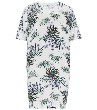 Kenzo Floral-print Eyelet-knit T-shirt Dress In Multicoloured