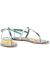 EMILIO PUCCI COLOR-BLOCK SMOOTH AND MIRRORED-LEATHER SANDALS,3074457345621494839