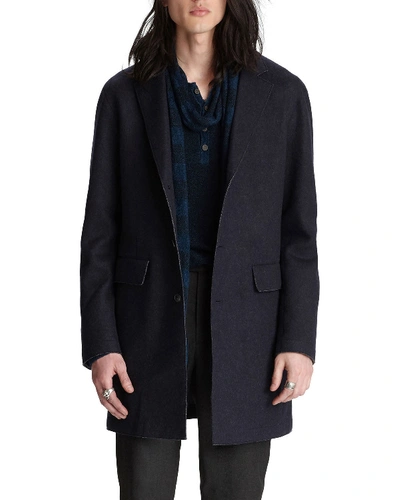 John Varvatos Men's Double-faced Mid-length Coat In Navy