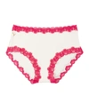 Uwila Warrior Soft Silk Lace-trim Bikini Briefs In White / Raspberry