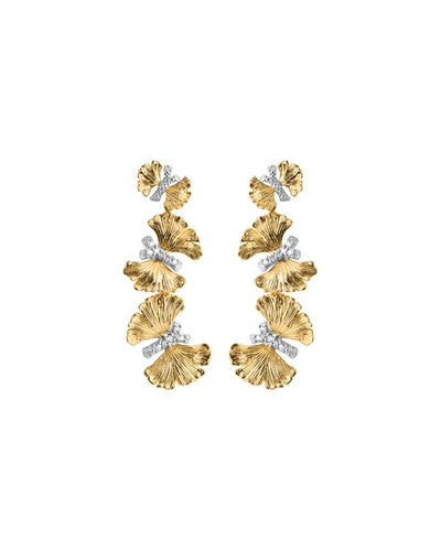 Michael Aram Butterfly Ginkgo Triple Drop Earrings With Diamonds