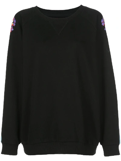 Cynthia Rowley Dylana Ribbon Stripe Sweatshirt In Black