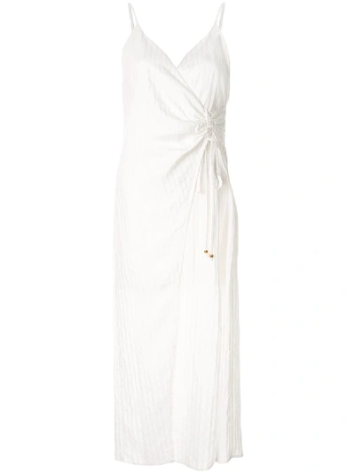 Suboo Cruz Striped Gathered Slip Dress In White