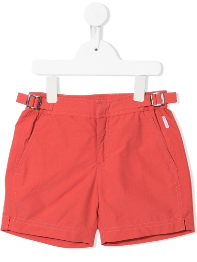 Orlebar Brown Kids' Buckle-detail Shorts In Orange