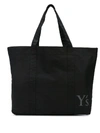 Y's Logo Print Shopper Tote In 黑色