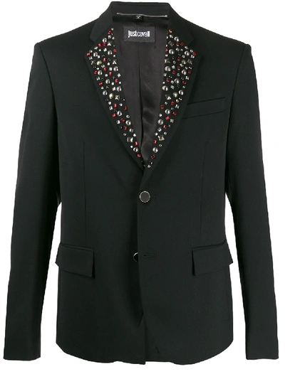 Just Cavalli Rhinestone-embellished Single-breasted Blazer In Black