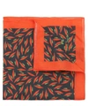 PS BY PAUL SMITH Leaf Print Cotton Pocket Square,5057865925257