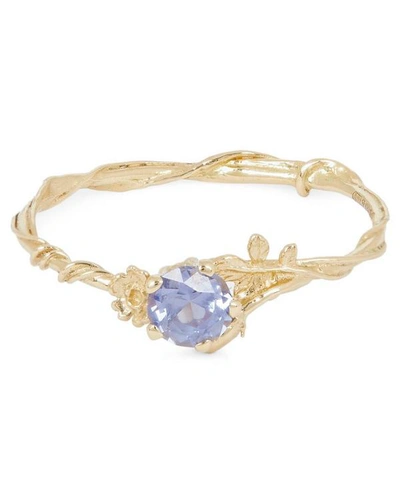 Alex Monroe Gold Rosa Alba Lilac Sapphire Ring