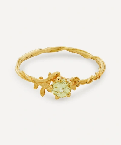 Alex Monroe Gold Rosa Alba Green Sapphire Ring