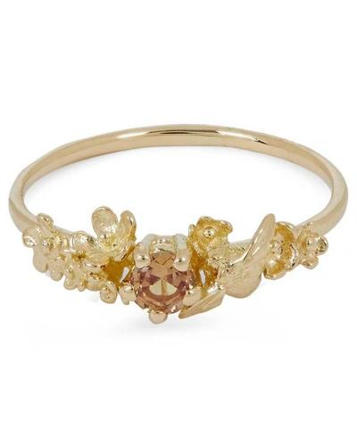 Alex Monroe Gold Beekeeper Garden Orange Sapphire Ring