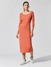 STATESIDE Rib Square Neck Midi Dress