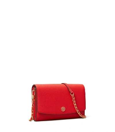 Tory Burch Robinson Chain Wallet In Red