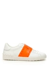Valentino Rockstud Untitled Open Sneakers In Bianco Orange Fluo Bianco (white)
