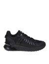 BALMAIN B-TRAIL SNEAKERS IN LEATHER AND BLACK FABRIC,11186841