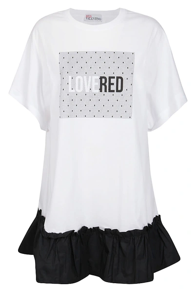 red valentino t shirt dress Red Valentino T-shirt Love Red Dress In Bianco/nero
